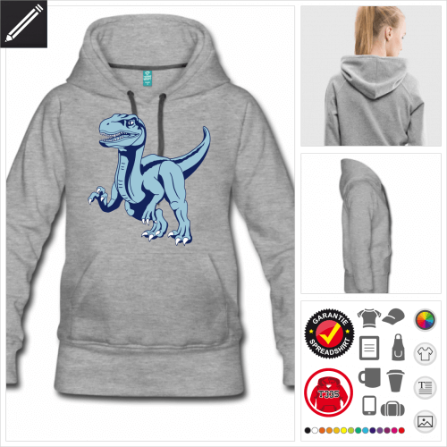 Raptor Dinosaurier Kapzenpullover personalisieren