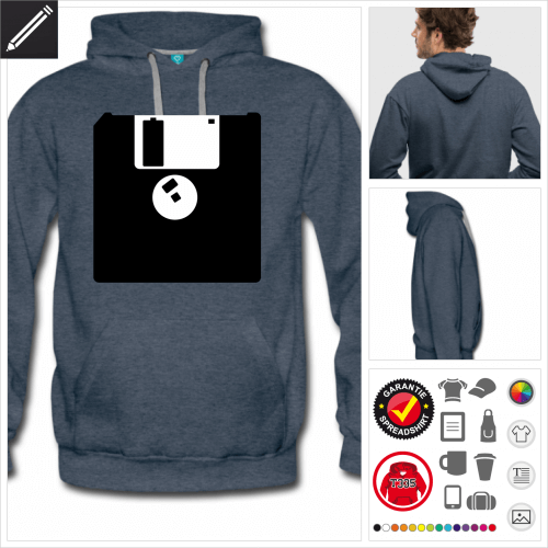 Floppy Disk Kapuzenpullover selbst gestalten