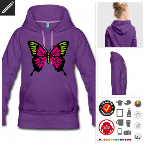 violettes Schmetterling Hoodie online Druckerei, hhe Qualitt