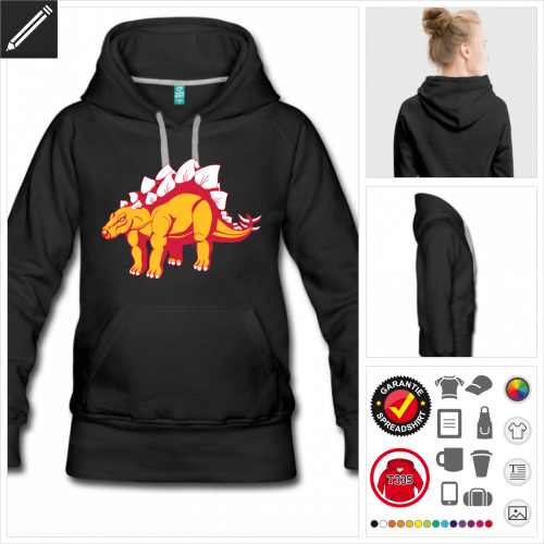 schwarzes Dinosaurier Hoodie online zu gestalten