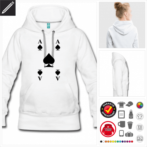 weisses Kartenspiel Hoodie personalisieren