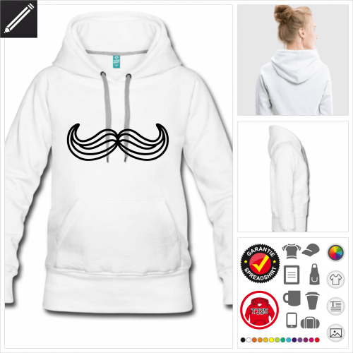 weisses Hipsters Hoodie online zu gestalten