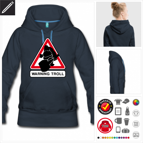 blaues Verkehrsschild Hoodie online Druckerei, hhe Qualitt