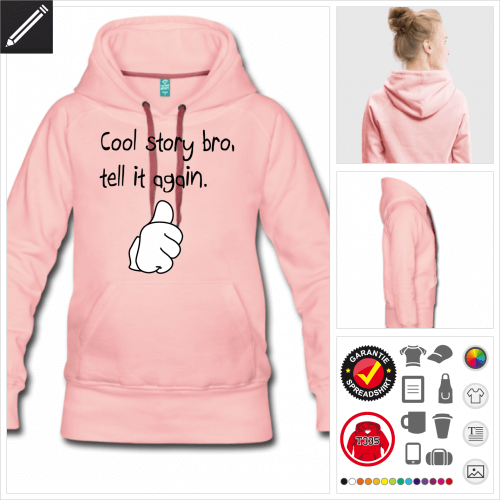 Frauen Thumbs up Hoodie selbst gestalten. Online Druckerei