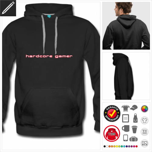 Gamer Sweatshirt fr Mnner selbst gestalten. Online Druckerei