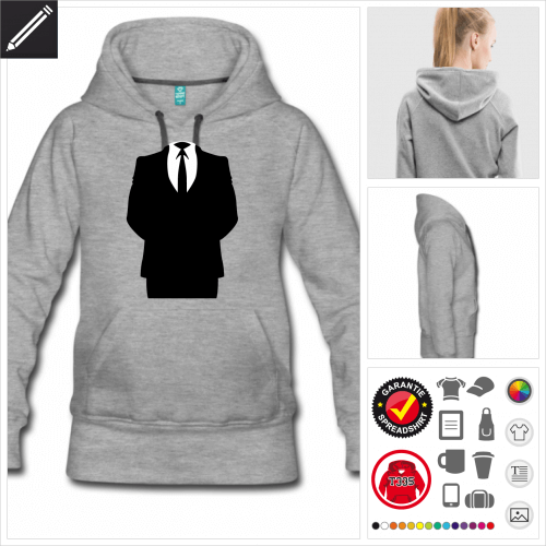 Damen Hacker Hoodie gestalten, Druck ab 1 Stuck