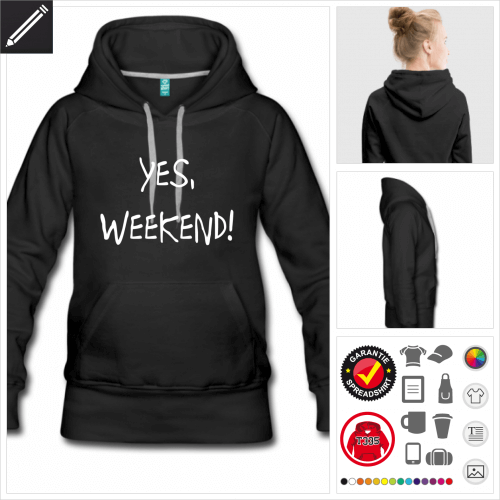 Damen Weekend Hoodie selbst gestalten. Druck ab 1 Stuck