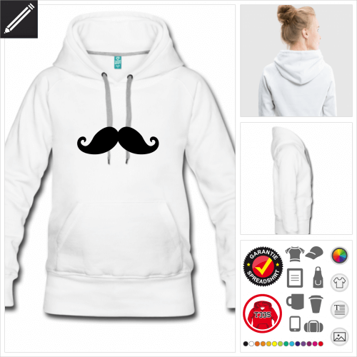 Damen moustache Hoodie online Druckerei, hhe Qualitt