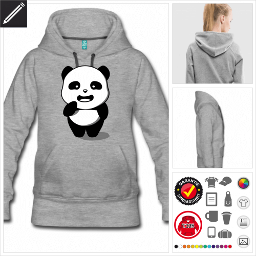 Lustiger Panda Kapzenpullover selbst gestalten. Online Druckerei