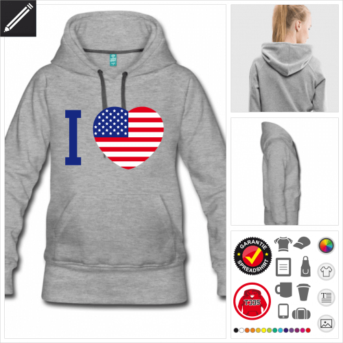 Damen USA Hoodie online gestalten