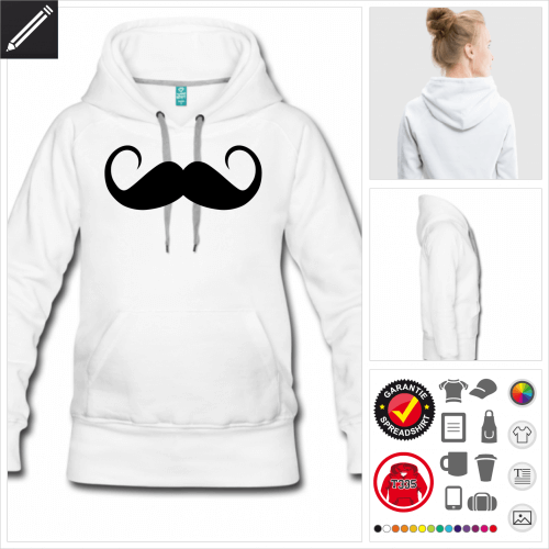 graues moustache Sweatshirt online zu gestalten