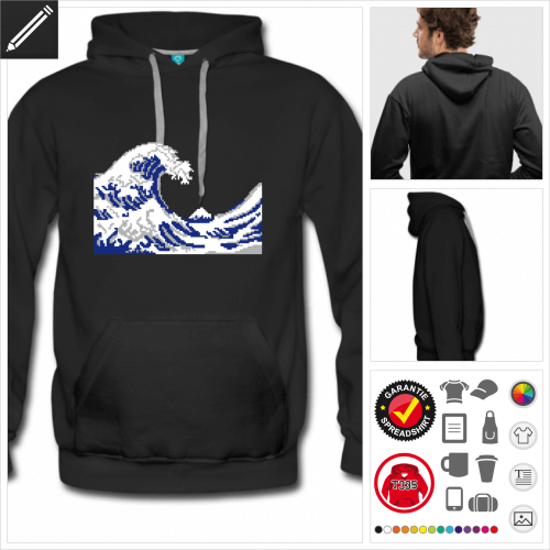 Mnner Hokusai Sweatshirt selbst gestalten