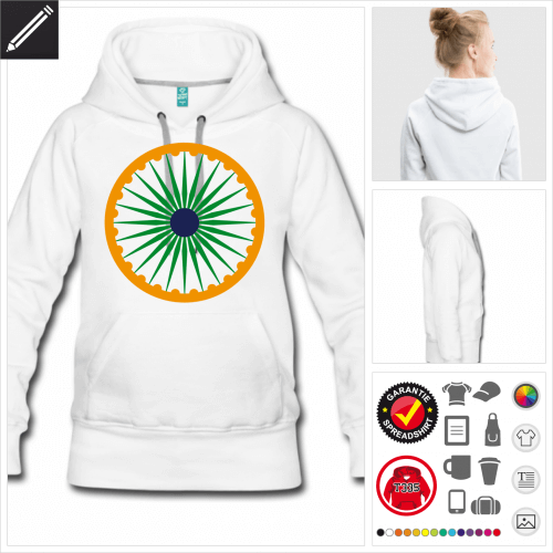 Frauen India Hoodie gestalten, Druck ab 1 Stuck