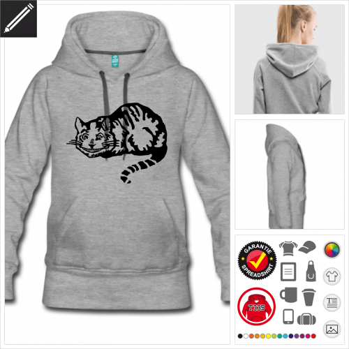 graues Cheshire Katze Sweatshirt selbst gestalten