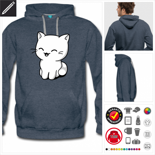 Kawaii Ktzchen Kapuzenpullover selbst gestalten. Online Druckerei