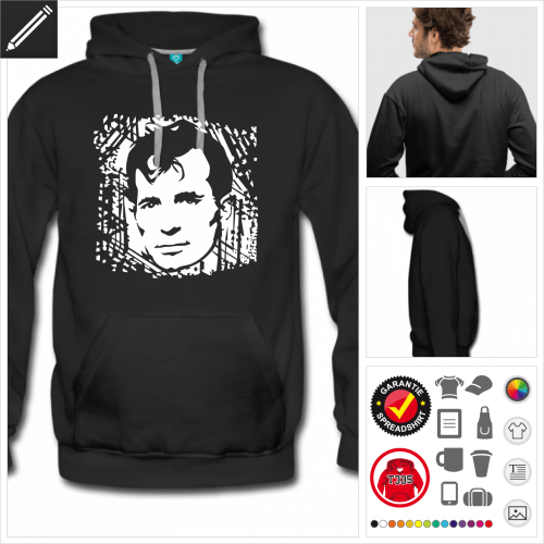 schwarzes Kerouac Hoodie selbst gestalten