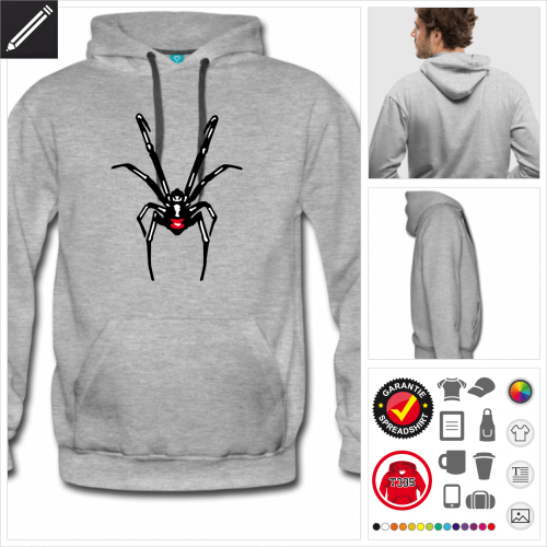 Mnner Black Widow Hoodie selbst gestalten. Online Druckerei