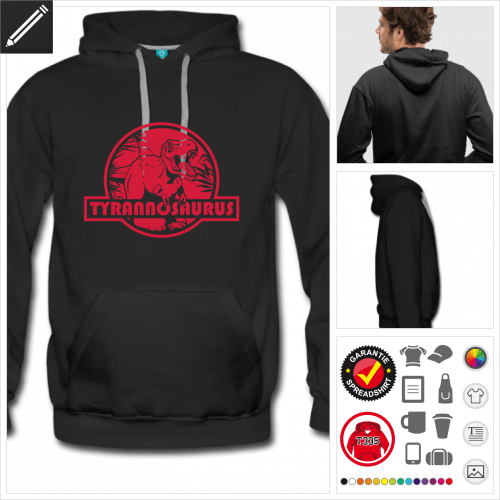 schwarzes Dinosaurier Logo Hoodie personalisieren