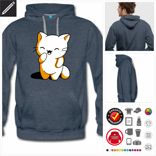 Mnner Ktzchen kawaii Sweatshirt online gestalten