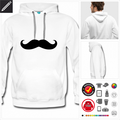 weisses Hipster Hoodie selbst gestalten. Online Druckerei