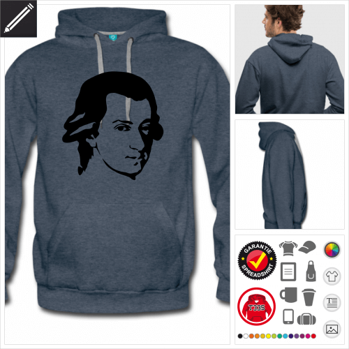 Mnner Mozart Portrt Hoodie selbst gestalten