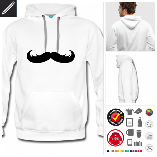 Moustache Hoodie selbst gestalten