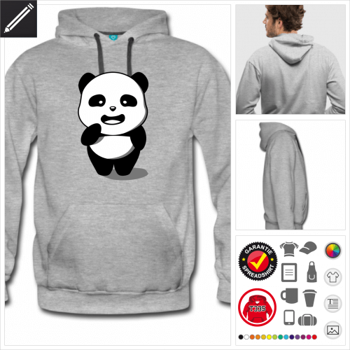 Mnner Panda Kawaii-Stil Hoodie selbst gestalten. Online Druckerei