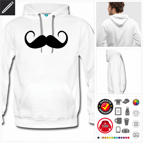 Mnner Schnurrbart Hoodie personalisieren