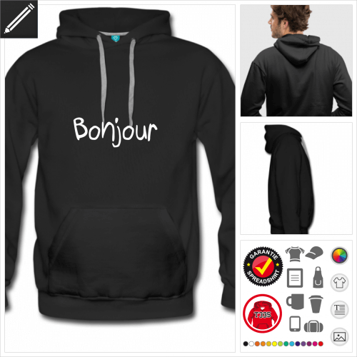 Mnner Bonjour Hoodie selbst gestalten. Online Druckerei