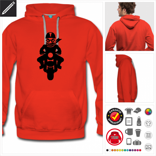 rotes Bikers Hoodie online Druckerei, hhe Qualitt