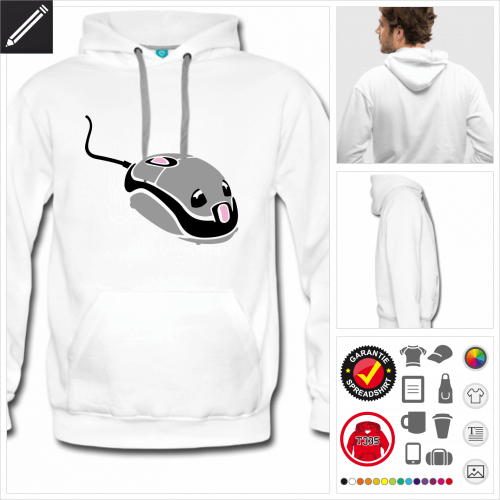 weisses Nerd Hoodie online zu gestalten