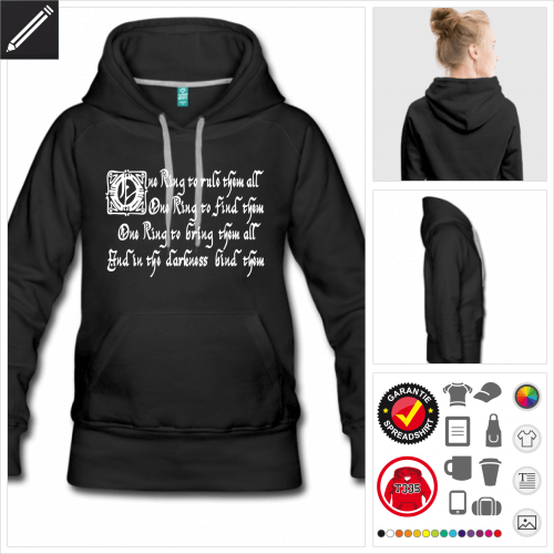 graues Tolkien Sweatshirt selbst gestalten. Online Druckerei