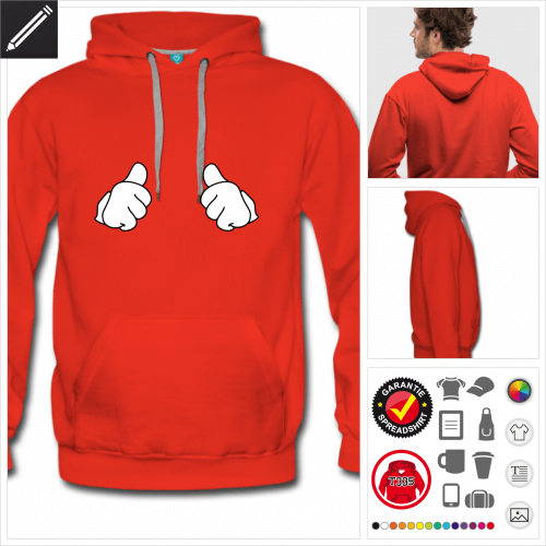 rotes Thumbs Hoodie online gestalten