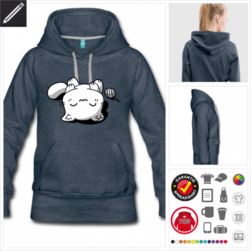 Katze Kawaii Frauen Kapuzenpullover online zu gestalten