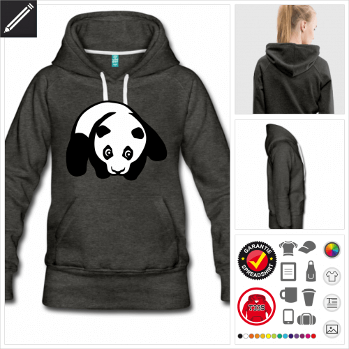 schwarzes Panda Hoodie online gestalten