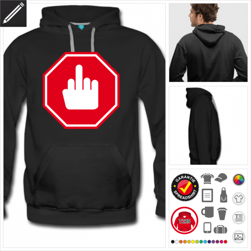 Mittelfinger Sweatshirt fr Mnner online Druckerei, hhe Qualitt