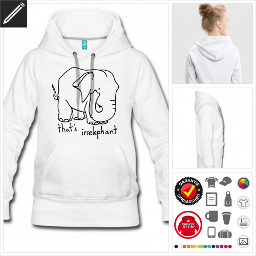 schwarzes Elefant Hoodie gestalten, Druck ab 1 Stuck