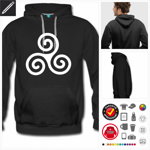 schwarzes Triskelion Hoodie zu gestalten