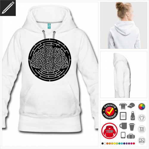 Labyrinth Hoodie gestalten, Druck ab 1 Stuck