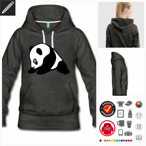 schwarzes Panda Hoodie online Druckerei, hhe Qualitt