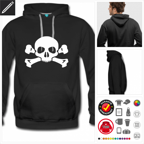 Totenkopf Sweatshirt fr Mnner personalisieren