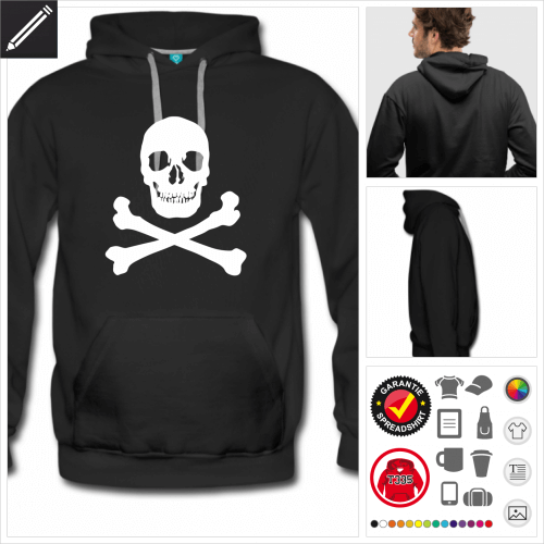 Mnner Piratenflagge Sweatshirt online Druckerei, hhe Qualitt