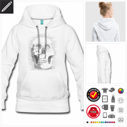 weisses Geek Hoodie online Druckerei, hhe Qualitt