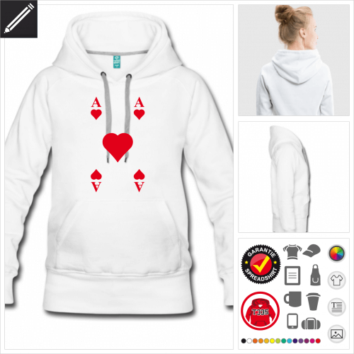 weisses Karte Hoodie online gestalten