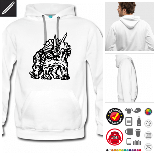 Triceratops Hoodie selbst gestalten. Druck ab 1 Stuck