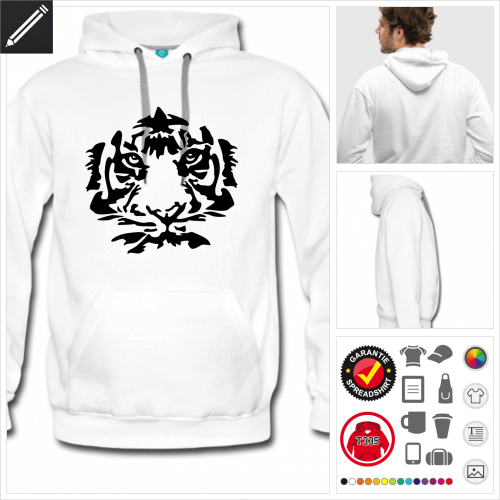 weisses Wildtiere Hoodie online Druckerei, hhe Qualitt