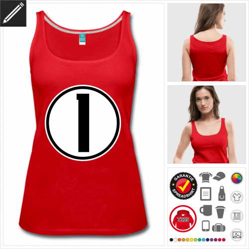 Ziffer rotes Tank Top selbst gestalten. Druck ab 1 Stuck