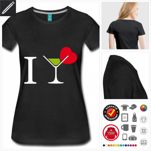 I love Cocktails Kurzarmshirt personalisieren