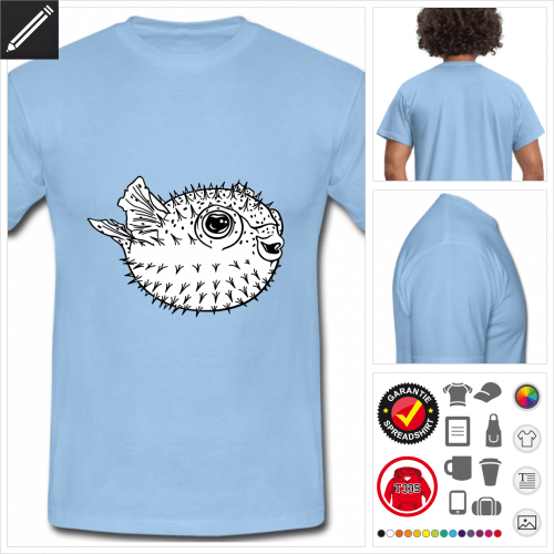 Kugelfisch T-Shirt für Männer selbst gestalten. Online Druckerei