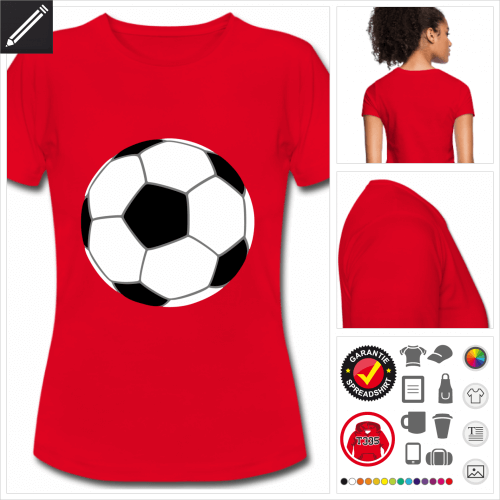 rotes Fuball ball T-Shirt gestalten, Druck ab 1 Stuck